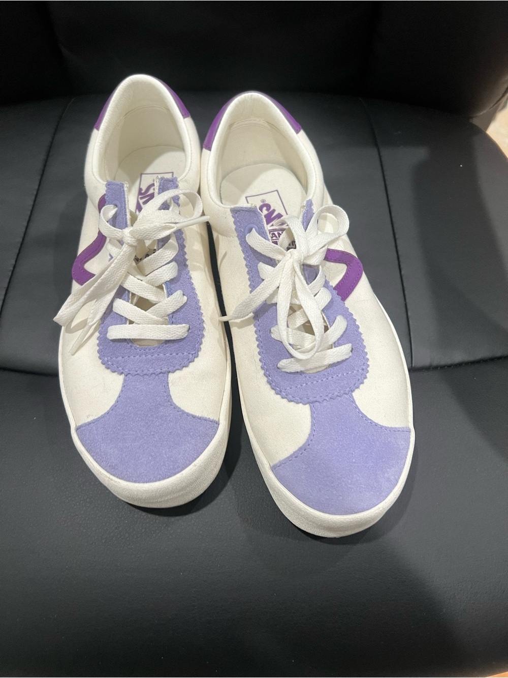 Vans White Sneakers with Lavender and Purple Accents